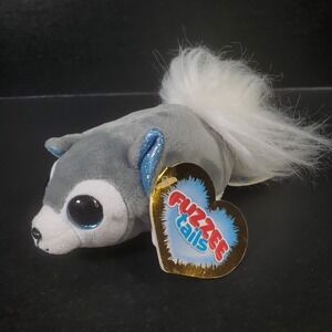Grin Studios Fuzzee Tails Timber the Husky Fluffy Gray White Furry 5" Plush NWT